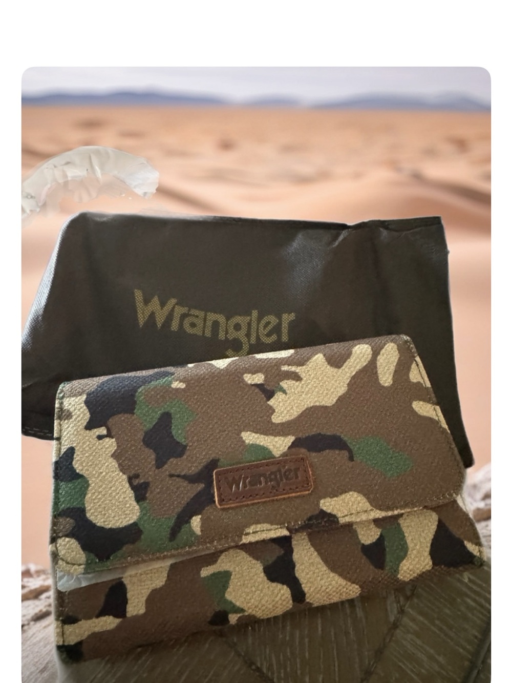 Wrangler Camo Wallet - Green & Brown